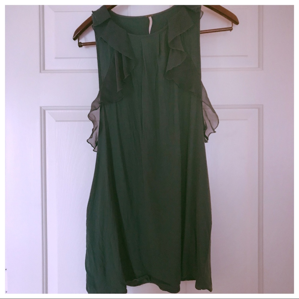 EUC EMERALD GREEN FREE PEOPLE RUFFLE DRESS/TUNIC